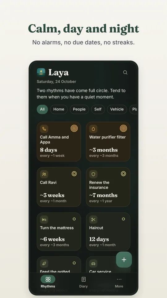 The tiles in the dark theme.